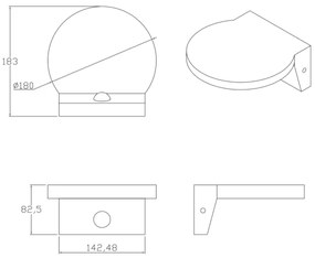 LED Applique da esterno con sensore TESA LED/10W/230V IP54 nero