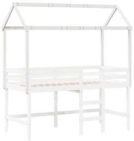 Tetto letto bambini bianco 207x80,5x151,5cm legno massello pino