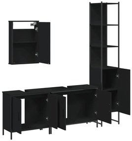 Set mobili da bagno 4 pz nero in legno multistrato