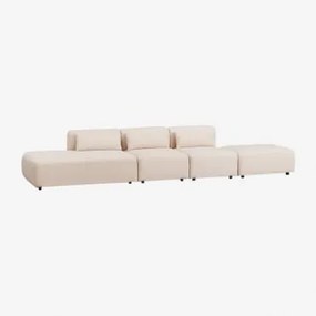 Divano Componibile In 3 Pezzi Con Chaise Longue Sinistra E Pouf Fogler Ciniglia Crema Beige - Sklum