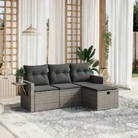 Set Divani da Giardino 4 pz con Cuscini in Polyrattan Grigio 3263756