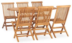 Set Da Pranzo Da Giardino 7 Pz Pieghevole İn Massello Di Teak /