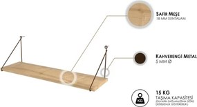 Mensola A Parete 72x20x20 Cm Stile Industrial Armoni Rovere