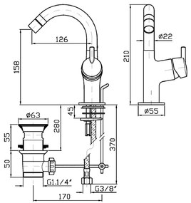 Miscelatore monocomando bidet con aeratore e scarico cromo Simply beautiful Zsb341 Zucchetti