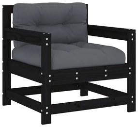 Set divani da giardino 6 pz con cuscini in legno massello nero