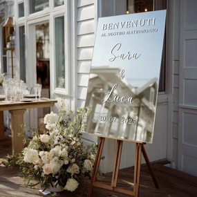 Adesivo personalizzato per specchio S51 – Benvenuti al nostro matrimonio