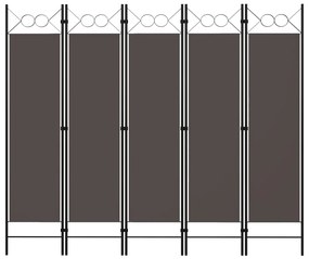 Paravento A 5 Pannelli Antracite 200x180 Cm /
