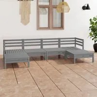 Set Divani da Giardino 6 pz Grigio in Legno Massello di Pino cod mxl 36779