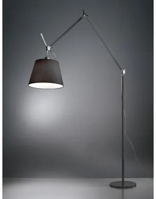 Artemide tolomeo mega, con asta e base, colore nero, diffusore in tessuto nero da 42 cm, lampada alogena, con dimmer