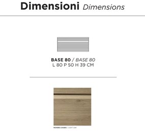 Cassetto bagno portalavabo 80 cm sospeso in PVC RIO Rovere Chiaro