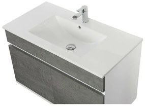 Composizione Bagno Sospesa 90 cm in Legno con 2 Ante Colore Cemento