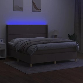 Letto a molle con materasso e led tortora 160x200 cm in tessuto