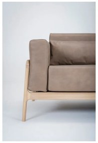 Divano in pelle di bufalo marrone chiaro con struttura in rovere massiccio, 180 cm Fawn - Gazzda