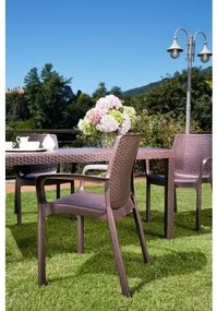 Sedia da esterno Damols, Seduta da giardino, Sedia per tavolo da pranzo, Poltrona outdoor effetto rattan, 100 % Made in Italy, 54x60h82 cm, Marrone