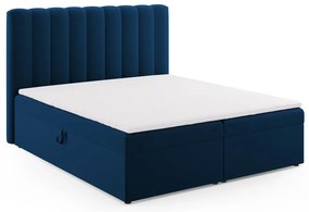 Letto boxspring blu scuro con contenitore 180x200 cm Gina - Milo Casa