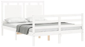 Giroletto con testiera bianco 140x200 cm in legno massello