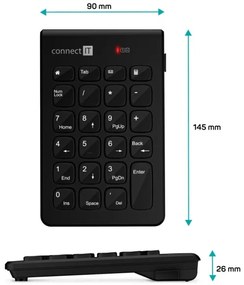 CONNECT IT CKB-0062-BK - Tastierino numerico senza fili 1xAAA nero