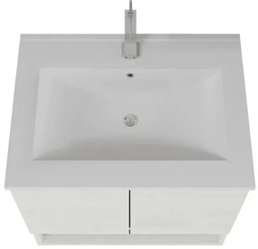 Mobile bagno sospeso 60 rovere bianco con lavabo e specchio LED Oslo