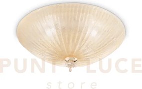 Shell plafoniera in vetro ambra 3 luci attacco e27 d.40cm