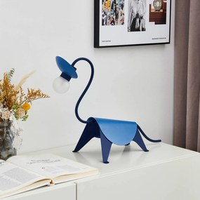 Lucande Idalina lampada LED tavolo, dinosauro, blu