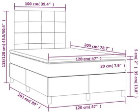 Giroletto a Molle con Materasso Nero 120x200 cm in Velluto