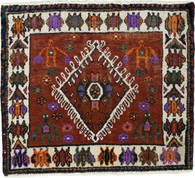 Shiraz Tappeto persiano 60x50 Rosso (Iran) Annodato A Mano