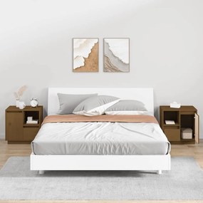 Comodini 2 Pz Ambra 50x34x50 Cm İn Legno Massello Di Pino /