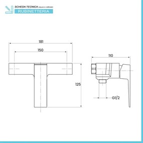 Set miscelatori lavabo bidet e doccia esterno cromo lucido Kubo
