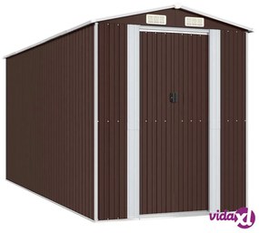 vidaXL Capanno da Giardino Marrone Scuro 192x440x223cm Acciaio Zincato
