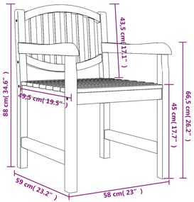 Sedie da Giardino 8 pz 58x59x88 cm in Legno Massello di Teak