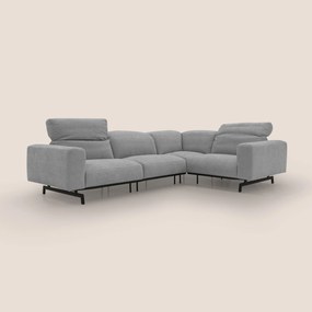 Sakura divano in piuma d'oca angolare REVERSIBILE in morbido tessuto fiammato impermeabile T14 grigio chiaro