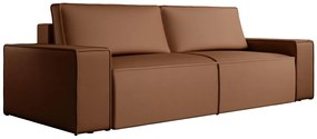 Divano letto a 4 posti in Tessuto effetto pelle Marrone  - AMELIA