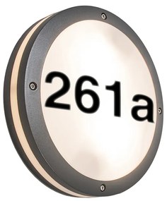 Lampada da parete per esterni antracite con numero civico IP54 - Glow