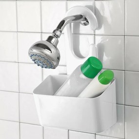 Portaoggetti doccia bianco in PVC gancio e fori di scolo per lacqua