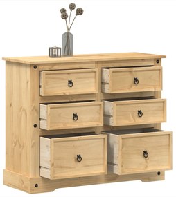 Cassettiera Corona 110x43x91 Cm İn Legno Massello Di Pino /