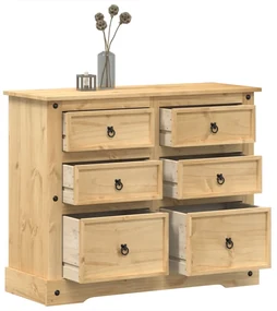 Cassettiera Corona 110x43x91 Cm İn Legno Massello Di Pino /