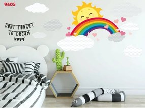 Allegro adesivo da parete per bambini con sole e arcobaleno 120 x 240 cm