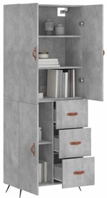 Credenza grigio cemento 69,5x34x180 cm in legno multistrato