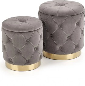 Set di Pouf imbottiti Polly Grigio / Oro