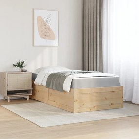 Letto con materasso 100x200 cm in legno massello di pino