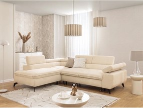 Divano angolare color crema (con penisola a sinistra/a L) con rivestimento in ciniglia Marbeya – Ropez