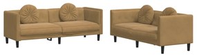 Set di divani 2 pz con cuscini marrone in velluto