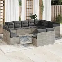 Set Divano Giardino 12 pz con Cuscini Grigio Chiaro Polyrattan 3218472