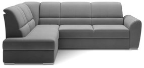 Divano angolare grigio allungabile/con contenitore (con penisola a sinistra/a L) e rivestimento in velluto Siber – ELTAP