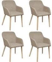 Sedie da Pranzo 4 pz Beige in Tessuto e Massello di Rovere cod mxl 58999