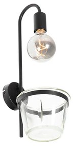 Applique moderna nera con vetro - Roslini