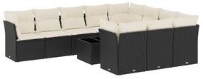 Set Divani da Giardino 11 pz con Cuscini in Polyrattan Nero