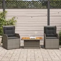 Set Divani da Giardino 3 pz con Cuscini in Polyrattan Grigio 3262733