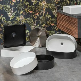 Lavabo da appoggio rettangolare 58x38 cm in acciaio inox nero opaco Goya