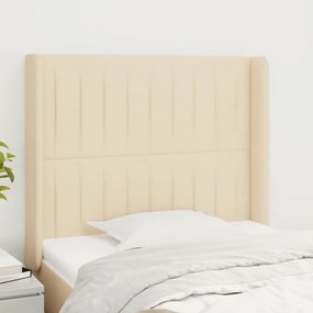 Testiera Ad Orecchio Crema 93x16x118/128 Cm İn Tessuto /